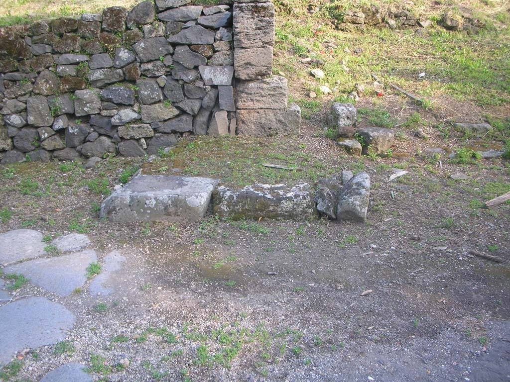Pompeii. May 2006. Site of III.12.a, III.12.b and blocked road  