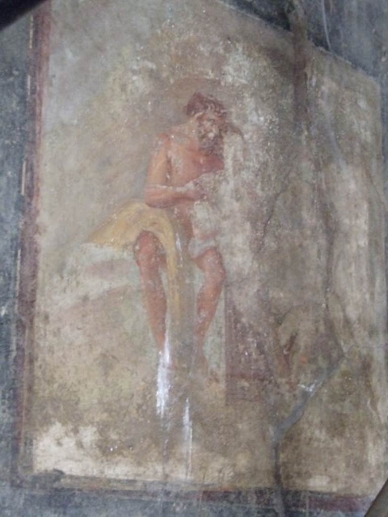 V.2.1 Pompeii. December 2007. Wall painting on west wall. Painting of Marsyas and Olympus. See Bragantini, de Vos, Badoni, 1983. Pitture e Pavimenti di Pompei, Parte 2. Rome: ICCD. (p. 55-6).