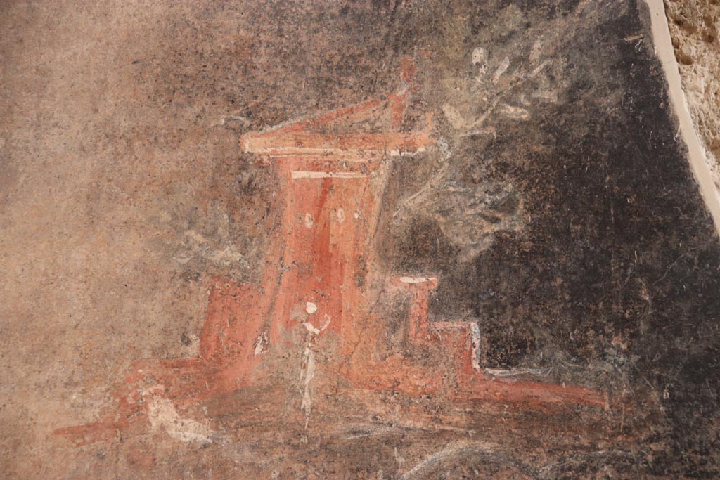 V.2.i Pompeii.  October 2023. Room 1, painting from centre of panel between room 3, and stone staircase. Photo courtesy of Klaus Heese.