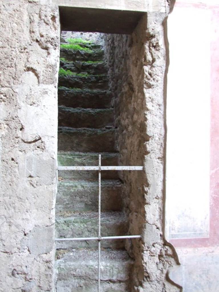 V.2.i Pompeii.  December 2007.  Room 1, Atrium, East side.  Stone staircase in atrium between room 3 and room 4.
