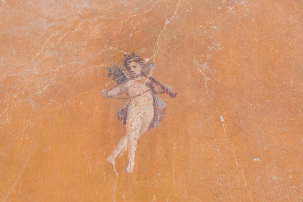 V.3 Pompeii. Casa del Giardino. October 2018. Ambiente 3, north end of east wall, painting of a cupid.

Ambiente 3, estremità nord della parete est, dipinto di un amorino.

Photograph © Parco Archeologico di Pompei.
