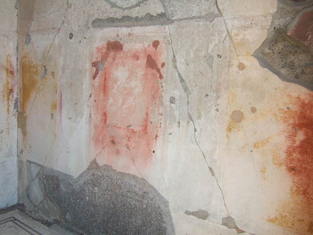 VI.1.6 Pompeii. September 2005. Remains of painted decoration on south wall.