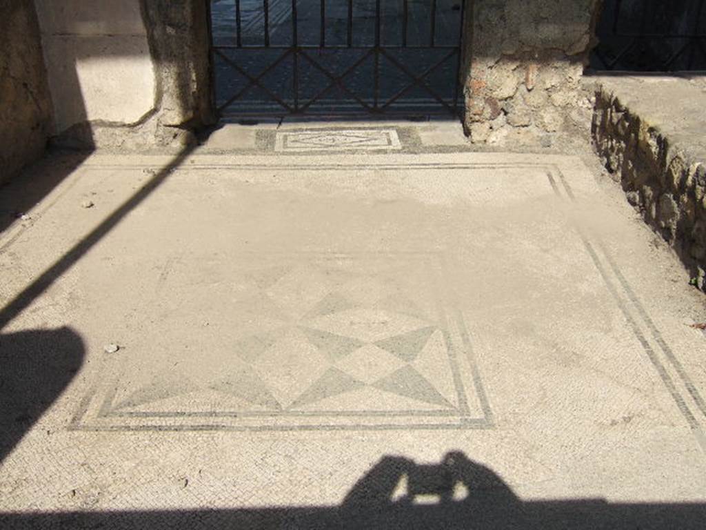 VI.1.8 Pompeii. September 2005. Floor mosaic, looking east.

