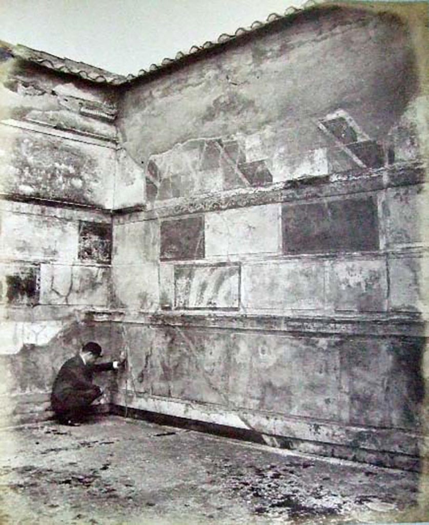 VI.2.4 Pompeii. Old undated photograph of 1870s. Winter Triclinium, room in north-west corner of atrium. 
Courtesy of Society of Antiquaries. Fox Collection.
