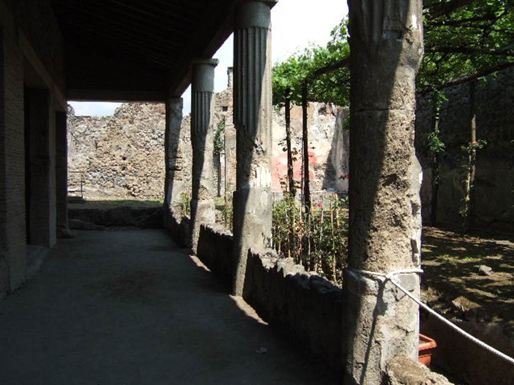 VI.2.4 Pompeii. December 2006. Looking north along portico of peristyle garden.