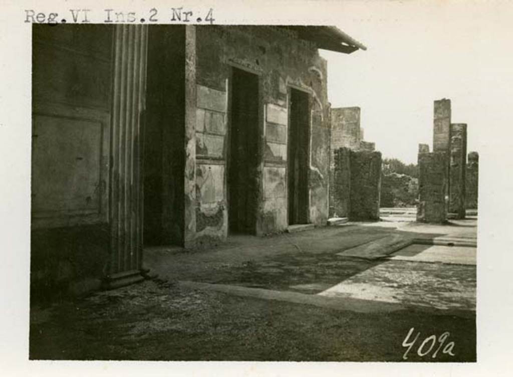 VI.2.4 Pompeii. 1937-1939. Looking south-west across rooms on south side of atrium, from tablinum. Photo courtesy of American Academy in Rome, Photographic Archive. 
Warsher collection no. 409a.
