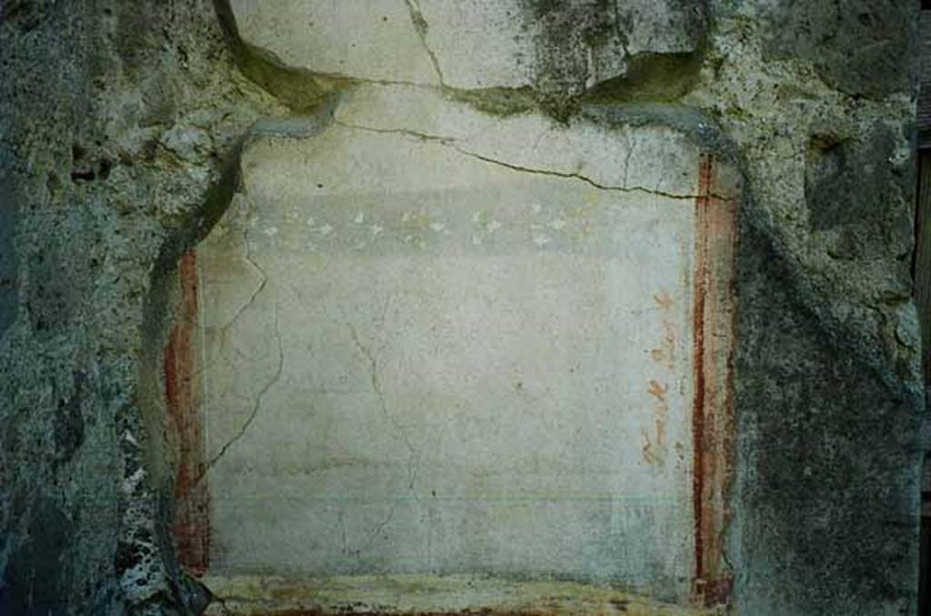 VI.2.4 Pompeii. June 2010. Painted plaster on outside wall of cubiculum, on the east side of the doorway.Photo courtesy of Rick Bauer.