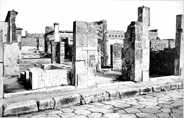 VI.2.4 Pompeii. About 1870. Entrance, in centre, with VI.2.5 on the left, and VI.2.3, on the right. Photo courtesy of Rick Bauer.