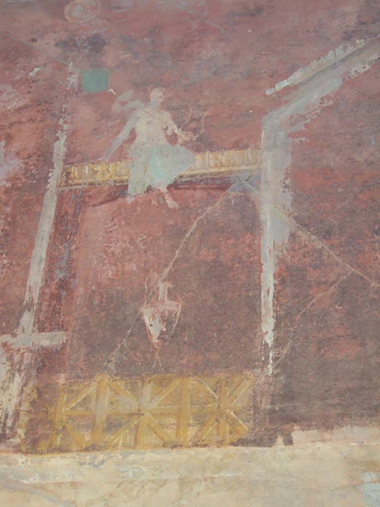 VI.2.14 Pompeii. September 2005. Painted north wall of triclinium. 