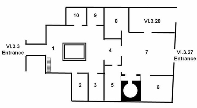 VI.3.3 Pompeii. House of the Baker or Casa del Forno
Room Plan