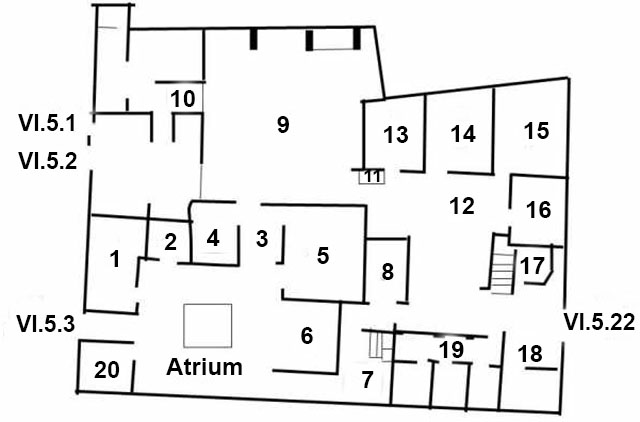 VI.5.3 Pompeii. Casa di Nettuno
Room plan