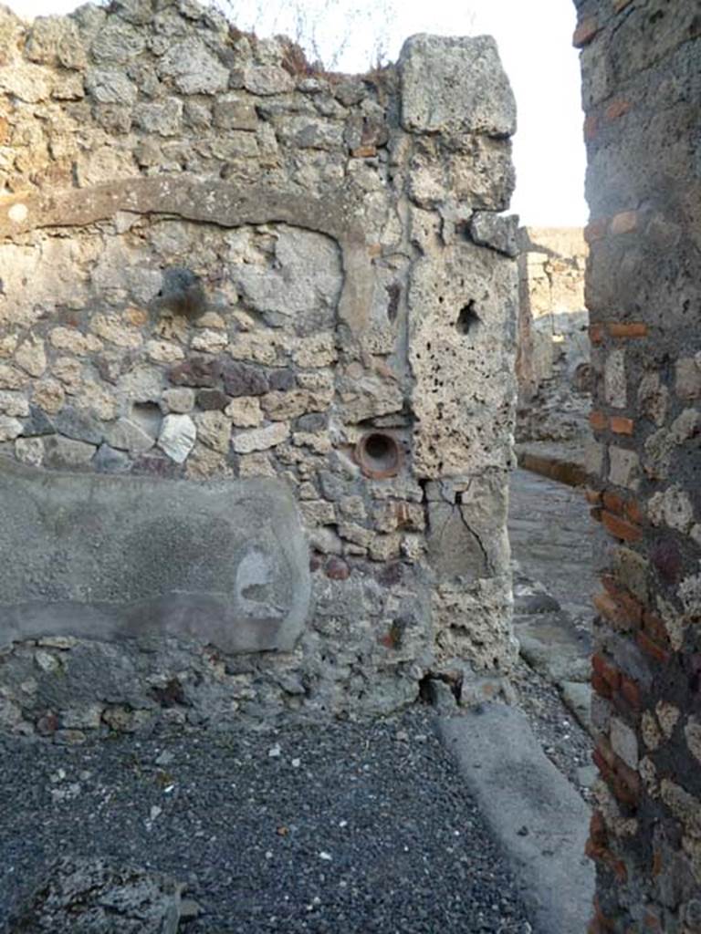 VI.5.8 Pompeii. May 2011. Looking south from kitchen, towards entrance corridor, and doorway, on right.