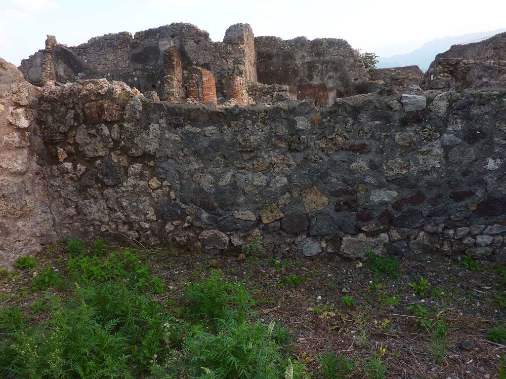 VI.5.9 Pompeii. November 2021. Detail of south wall of triclinium. Photo courtesy of Hlne Dessales.