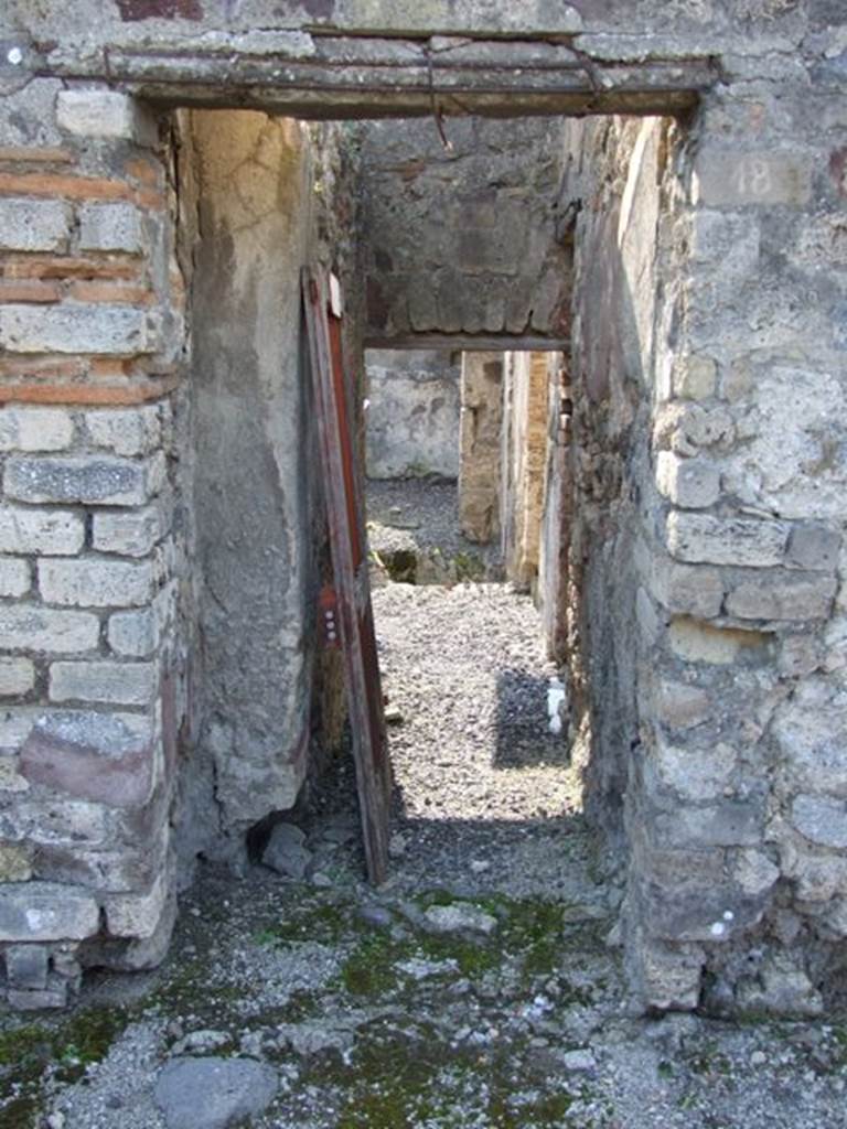 VI.5.18 Pompeii. March 2009. Entrance doorway to steps to upper floor.