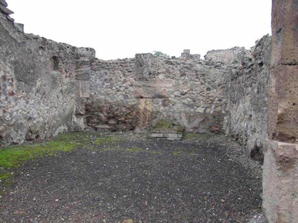 VI.6.2 Pompeii. December 2007. North wall with remains of base of stairs to upper floor.