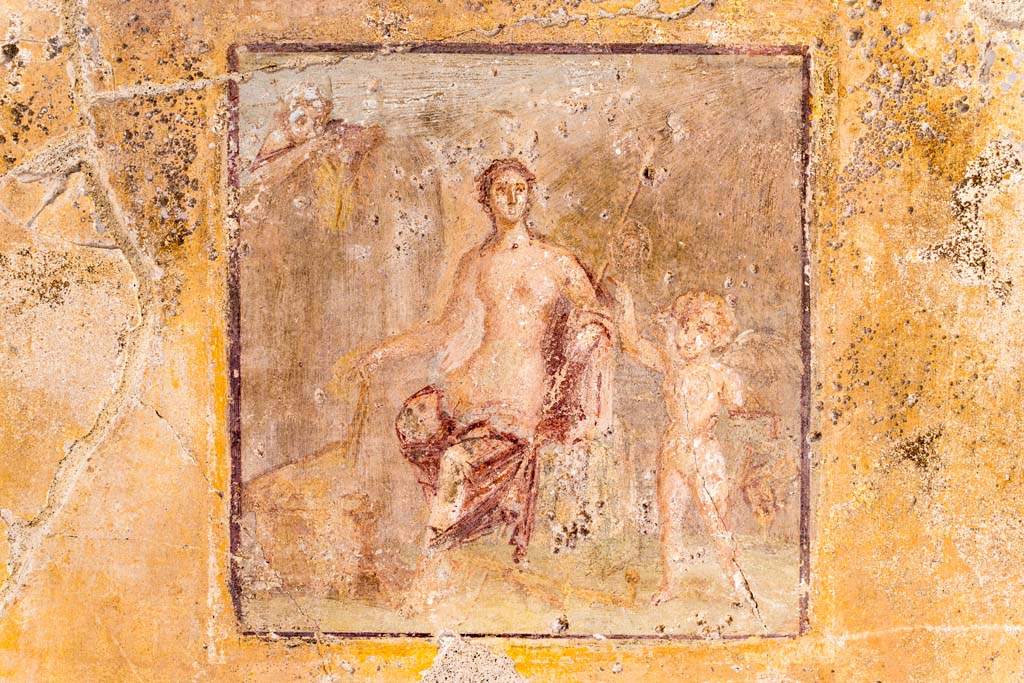 VI.7.23 Pompeii. July 2021. Central wall painting from south wall of tablinum. Photo courtesy of Johannes Eber.