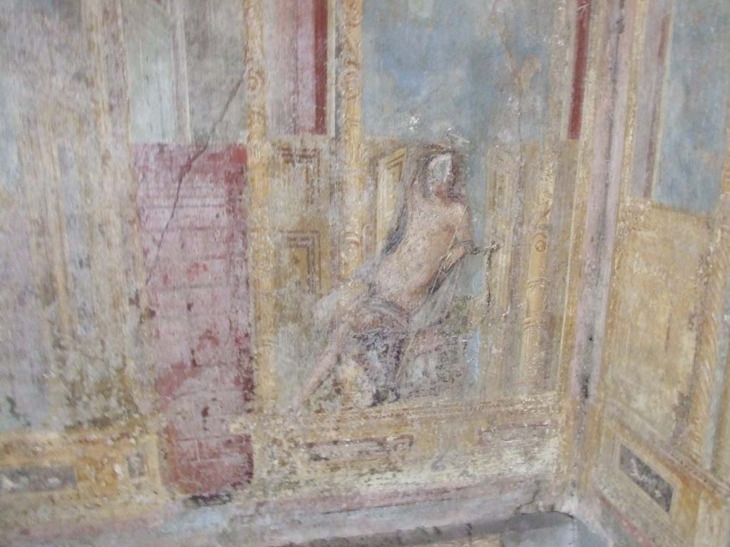 VI.7.23 Pompeii. 1868 Drawing of Jean-Louis Pascal, from the west alcove of the west wall of the cubiculum duplex in the viridarium. Photo courtesy of Davide Peluso.
