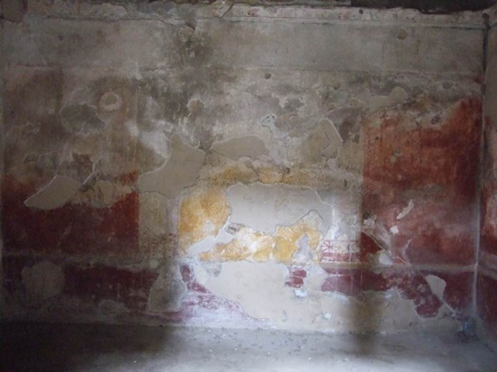VI.8.5 Pompeii. March 2009. Room 9, west wall of cubiculum. In the central yellow panel would have been a wall painting of Phryxus and Helle.
