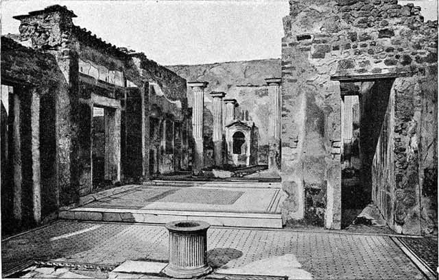 VI.8.5 Pompeii.  House of the Tragic Poet.  Tablinum and peristyle. 
Old undated photograph courtesy of the Society of Antiquaries, Fox Collection.
