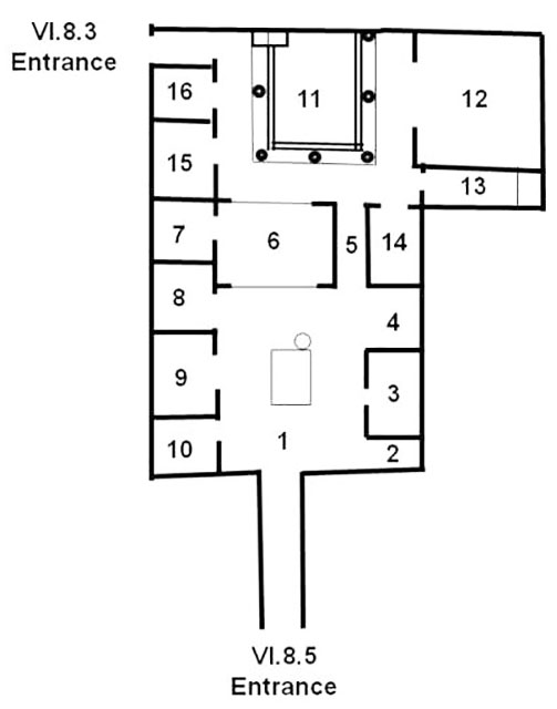 VI.8.3-5 Pompeii. Casa del Poeta Tragico or House of the Tragic Poet
Room plan