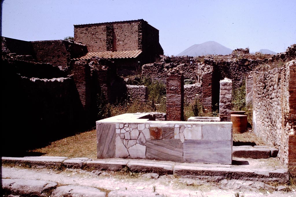 VI.8.9 Pompeii, but listed as VI.8.8 on photo. 1937-1939. Looking north-east towards counter. Photo courtesy of American Academy in Rome, Photographic Archive. 
Warsher collection no. 261.

