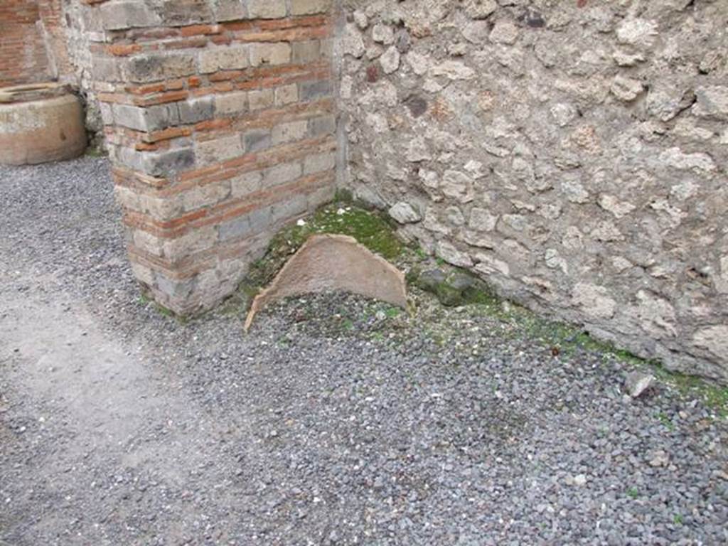 VI.8.11 Pompeii. December 2007. Remains of dolium in south-west corner of rear room.