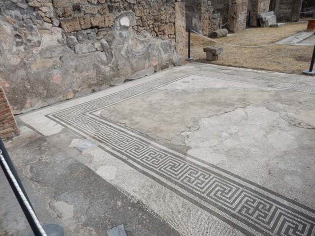 VI.8.22 Pompeii. May 2017. Room 13, looking north-east across mosaic in tablinum, towards atrium.  Photo courtesy of Buzz Ferebee.

