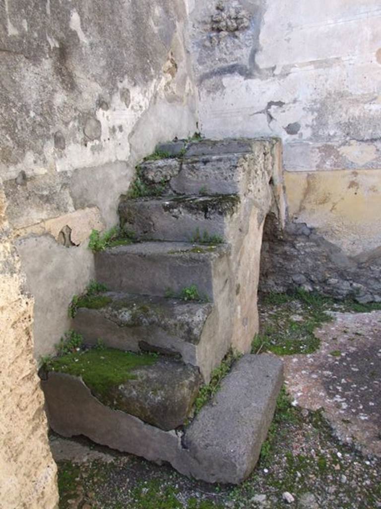 VI.8.22 Pompeii.  March 2009.  Room 18.  West wall with stairs to upper floor.