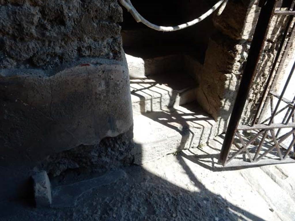 VI.8.23 Pompeii. May 2017. Steps to upper floor on west side of entrance doorway.  
Photo courtesy of Buzz Ferebee.
