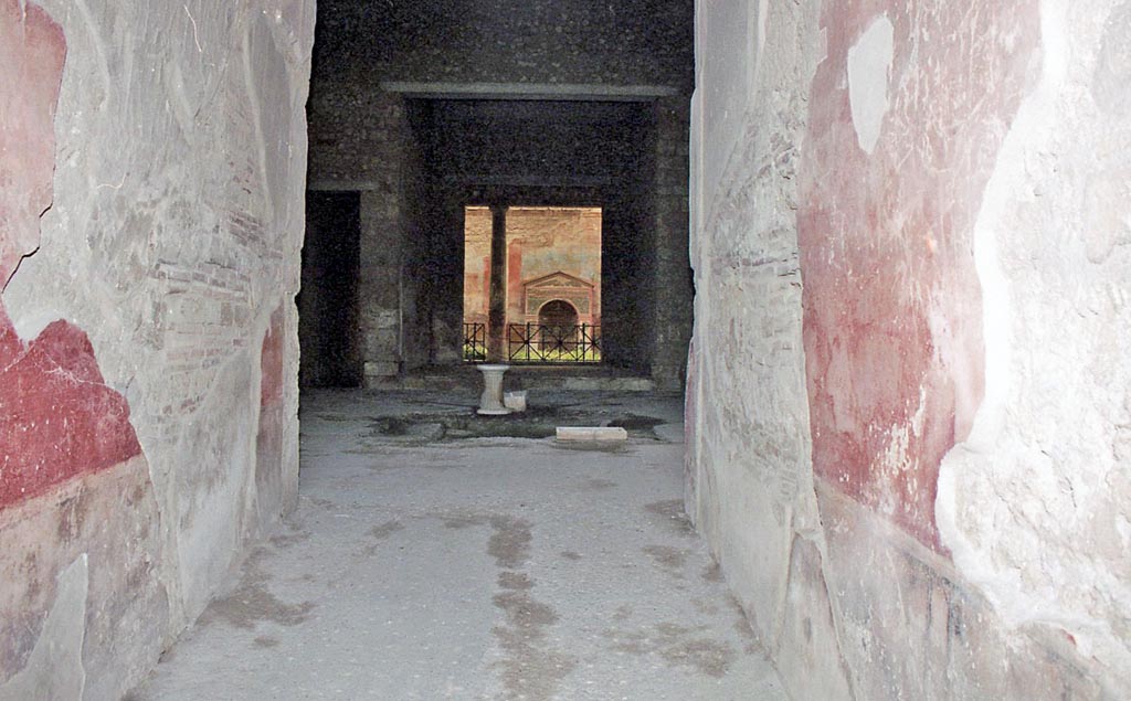 VI.8.23 Pompeii. May 2017. Looking east towards doorway to cubiculum, in south-east corner of atrium. Photo courtesy of Buzz Ferebee.

