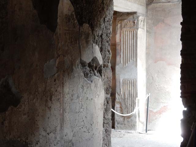 VI.8.24 Pompeii. May 2017. West wall of corridor/room in VI.8.23, looking north across atrium of VI.8.24 from doorway.  Photo courtesy of Buzz Ferebee.  
