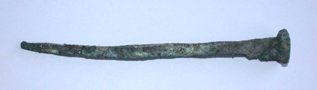 VI.9.1 Bronze nail with round head and narrowing square body.  Length 0.125m.  OA 2024 Clou, muse Cond, photo RMN  R.G. Ojeda