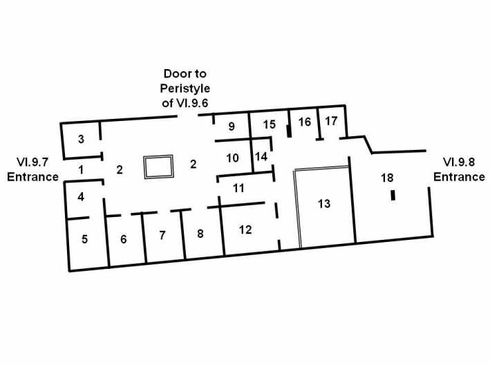 VI.9.7/8 Pompeii. Domus Cn. Caetronius Eutychus or Casa di C.N. Caetroni Eutychi
Room Plan