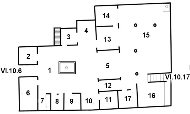 VI.10.6 Pompeii. Casa di Pomponius
Room plan