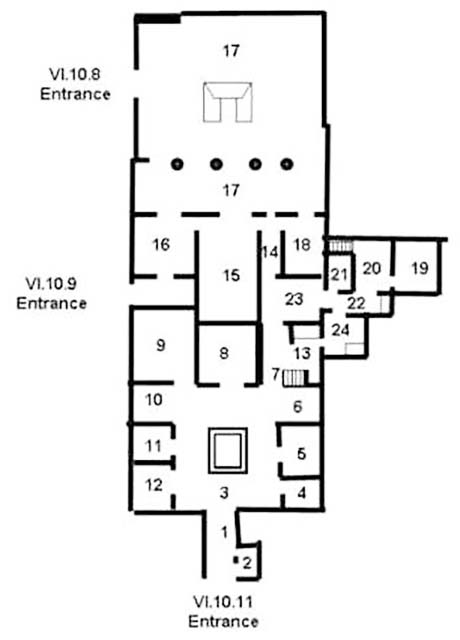 VI.10.11 Pompeii. Casa del Naviglio o di zefiro e flora
Room plan