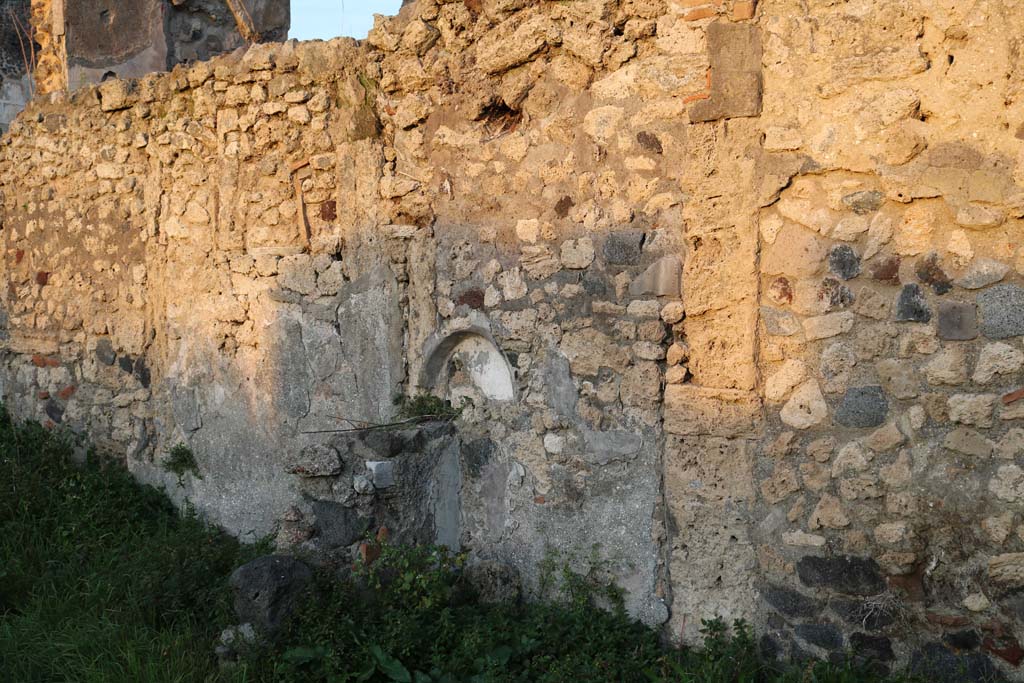 VI.11.3 Pompeii. December 2018. Detail from east wall on north side of niche. Photo courtesy of Aude Durand.