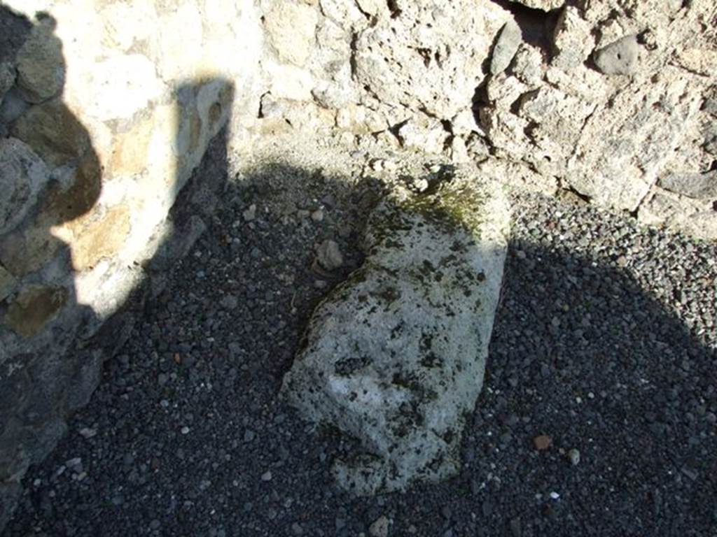 VI.14.7 Pompeii. December 2007. Remains of base of staircase to upper floor, in north-east corner.