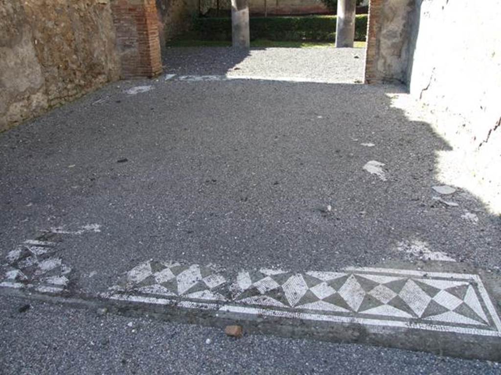VI.14.20 Pompeii. March 2009. Room 4, mosaic floor pattern of tablinum, at east end of room.