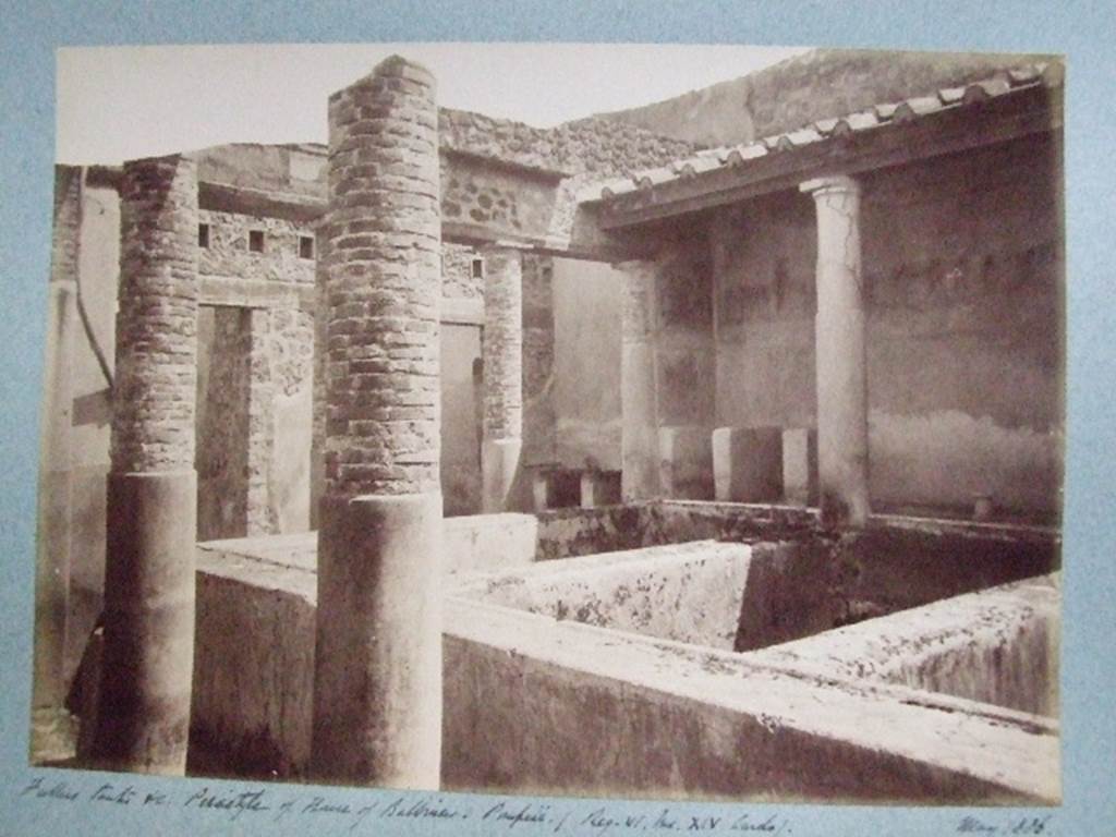 VI.14.22 Fullonica of Balbinus.   May 1886.  Fullers tanks in peristyle of House of Balbinus at Pompeii.  Old photograph courtesy of Society of Antiquaries Fox Collection.