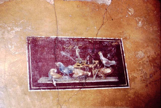 VI.15.1 Pompeii. May 2017. Detail of painted medallion from north end of east wall, in ala to the north of atrium. Photo courtesy of Buzz Ferebee.

