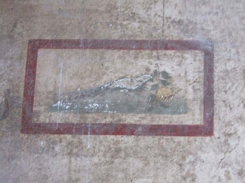 VI.15.1 Pompeii. May 2017. Painted panel from south end of east wall. Photo courtesy of Buzz Ferebee.
