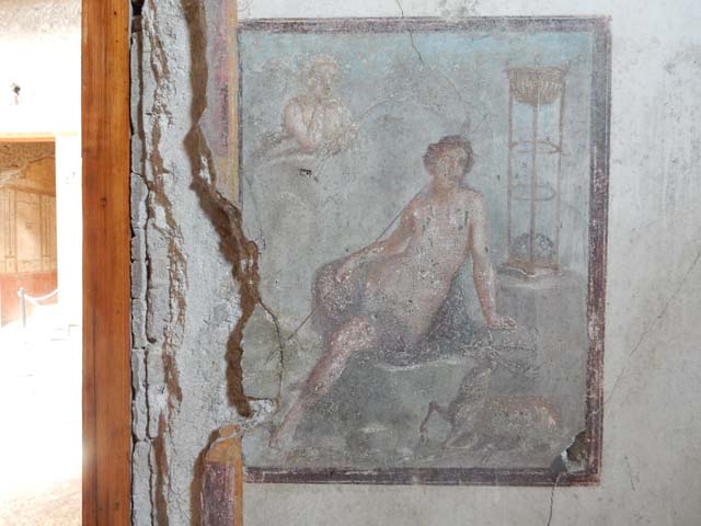 VI.15.1 Pompeii.  December 2006. Detail of painting in Oecus on South side of Atrium.