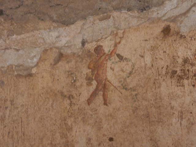 VI.15.1 Pompeii. May 2017. Painted cupid from east end of south wall.  Photo courtesy of Buzz Ferebee.
