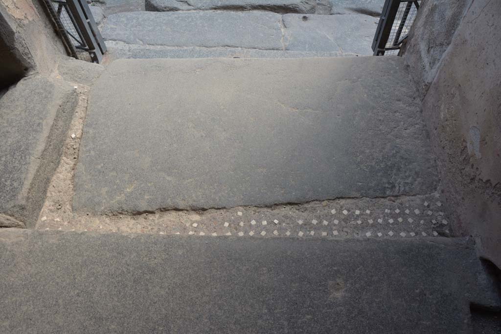 VI.15.1 Pompeii. May 2017. Left hand wall of vestibule. Photo courtesy of Buzz Ferebee.