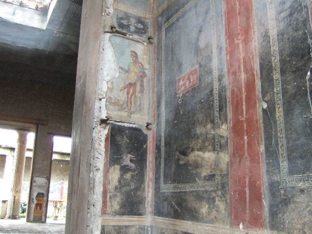 VI.15.1 Pompeii. May 2017. Detail of bearded Priapus, in vestibule. Photo courtesy of Buzz Ferebee.

