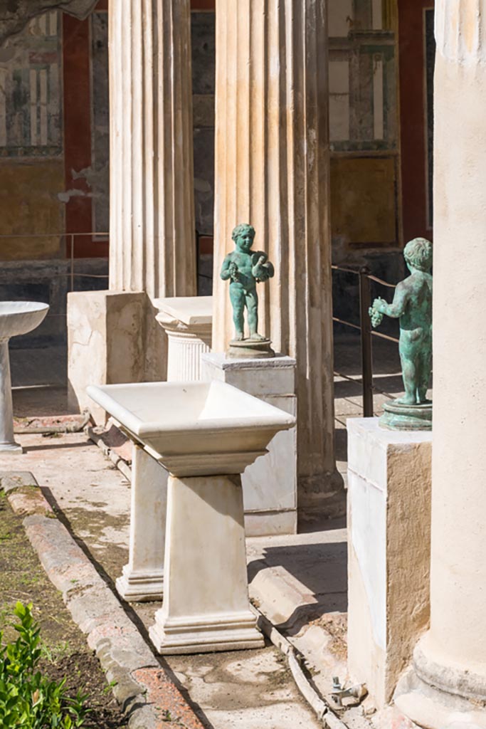 VI.15.1 Pompeii. March 2023. 
North side of peristyle, looking west. Photo courtesy of Johannes Eber.
