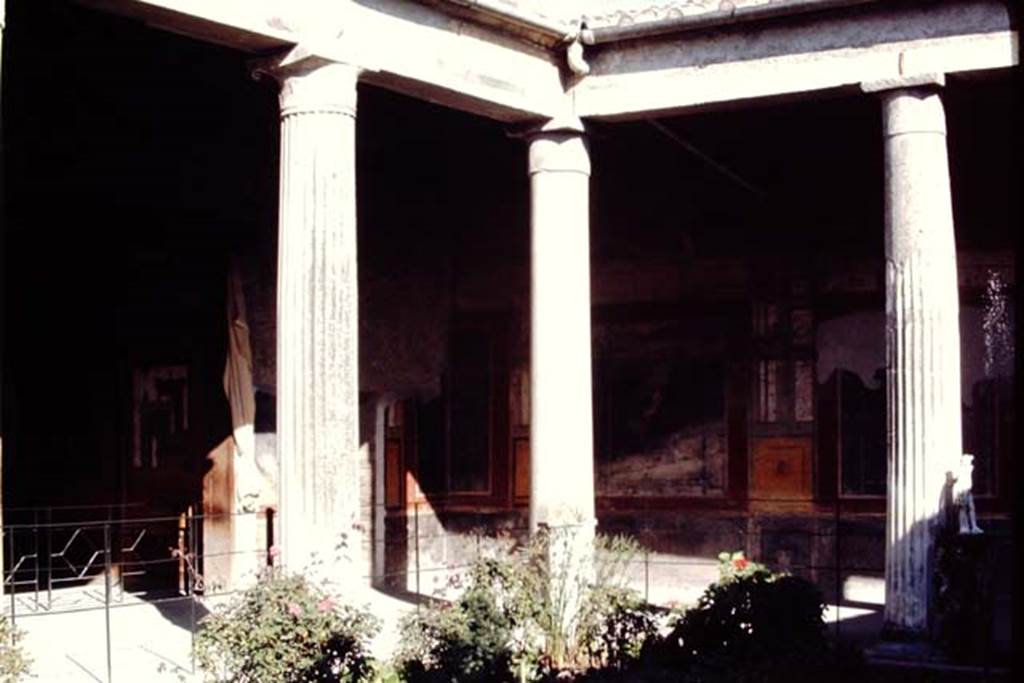 VI.15.1 Pompeii. 4th April 1980, pre earthquake. South-west corner of peristyle. Photo courtesy of Tina Gilbert.