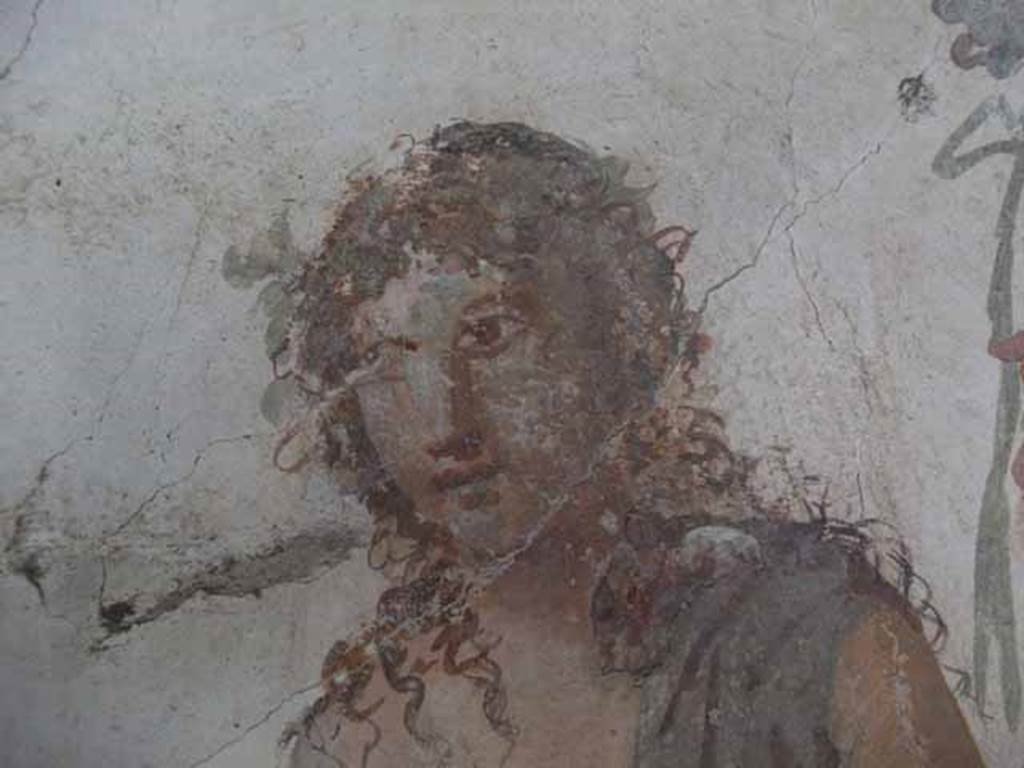 VI.15.8 Pompeii. December 2007. Fresco of female figure (Venus?) on the west wall of the summer triclinium.  