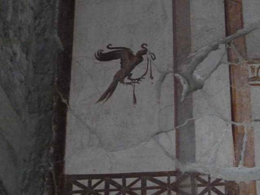 VI.15.8 Pompeii. December 2018. Detail from centre of east wall. Photo courtesy of Aude Durand.