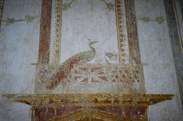 VI.15.8 Pompeii. May 2015. Decorative marble inlaid floor panel of oecus. Photo courtesy of Buzz Ferebee.

